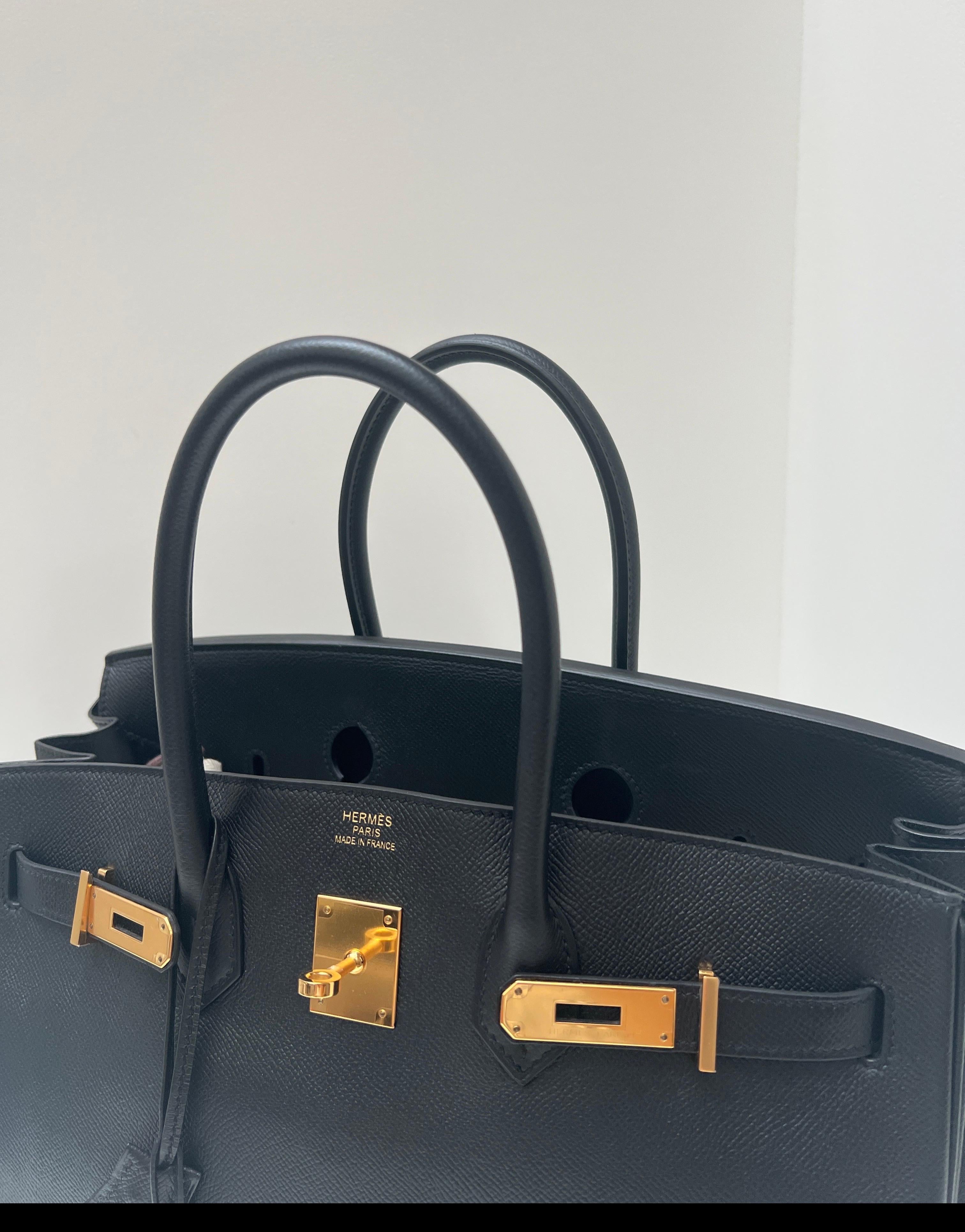 Borsa Hermes Birkin 35 nera Epsom in vendita 14