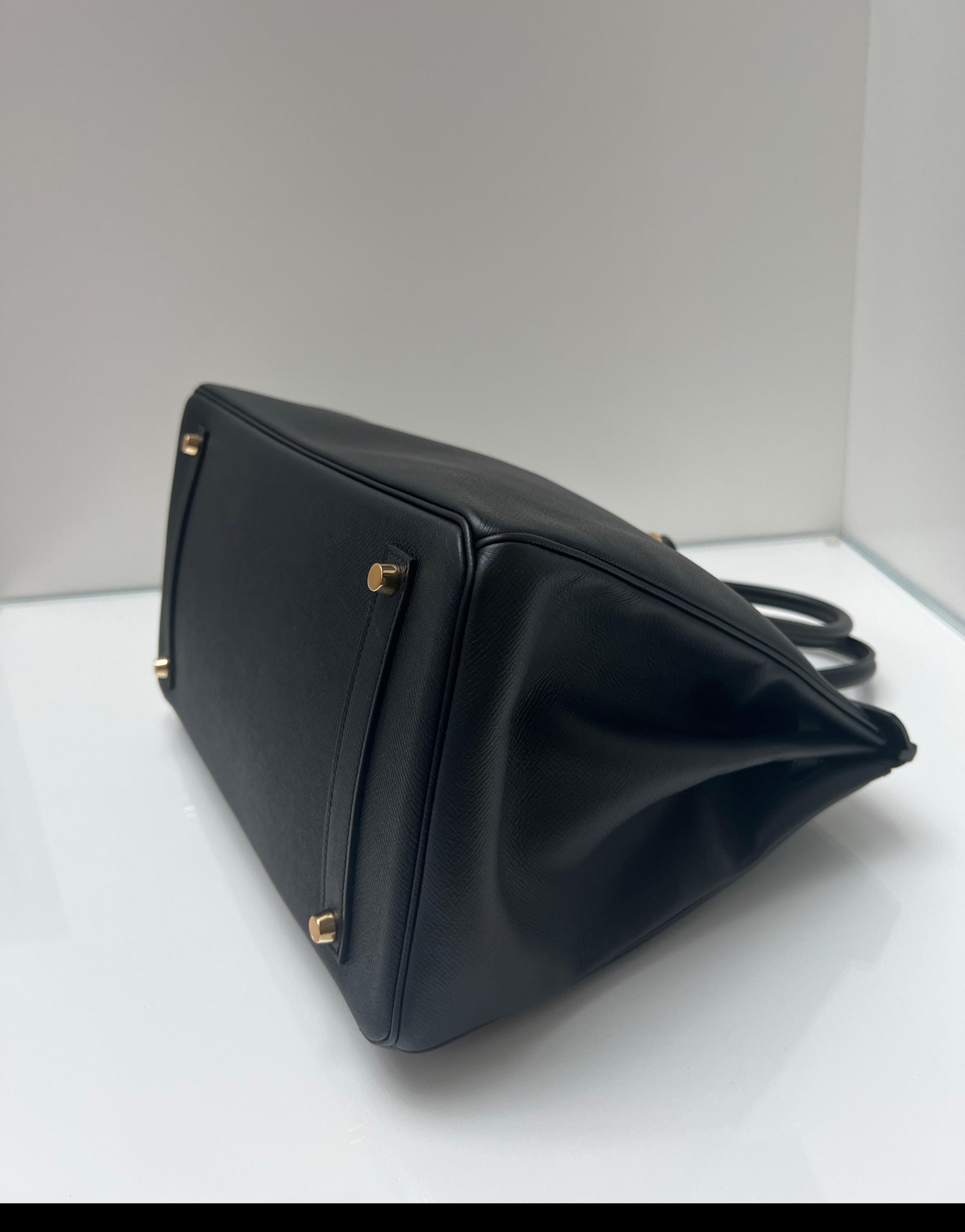 Borsa Hermes Birkin 35 nera Epsom in vendita 3