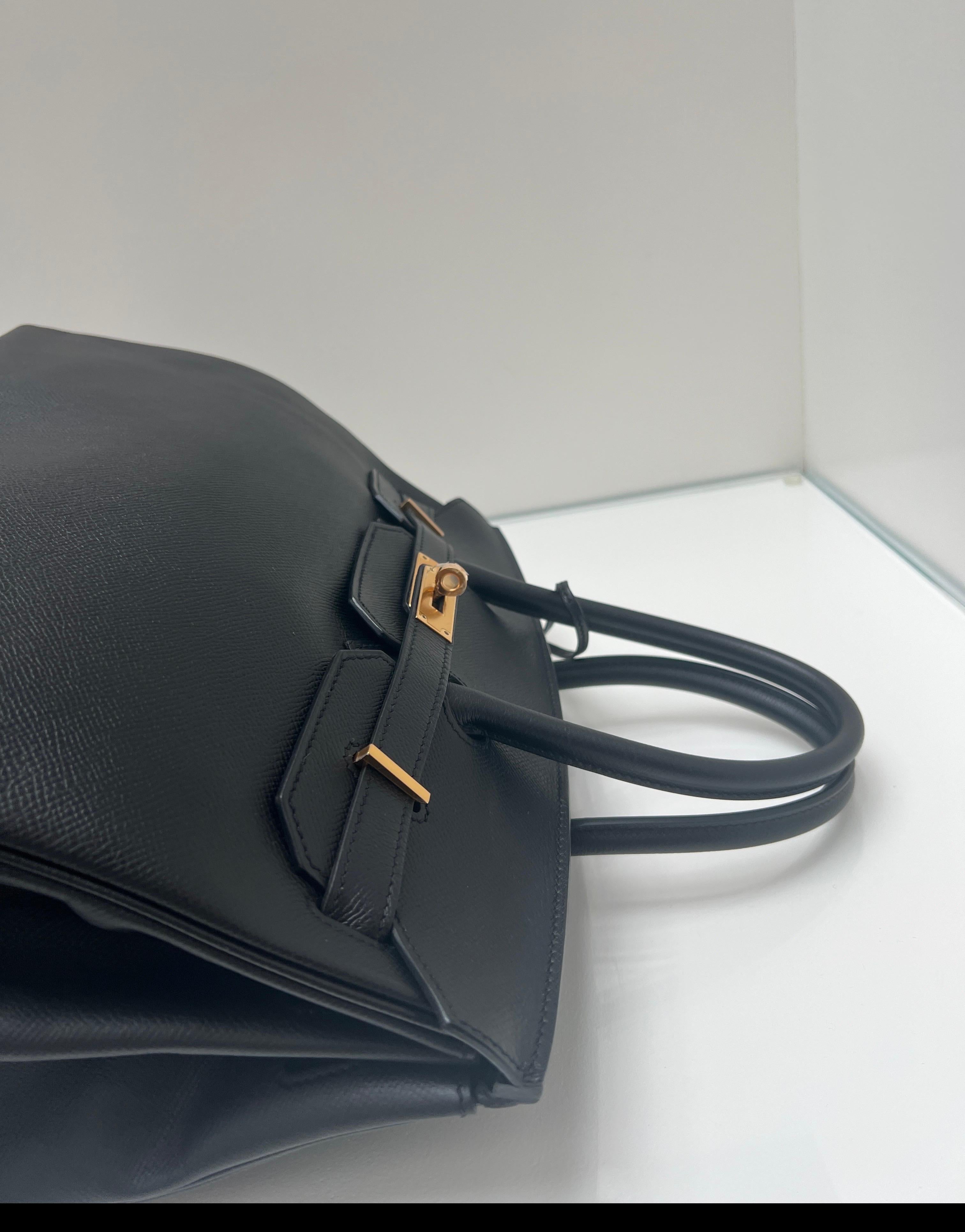 Borsa Hermes Birkin 35 nera Epsom in vendita 4