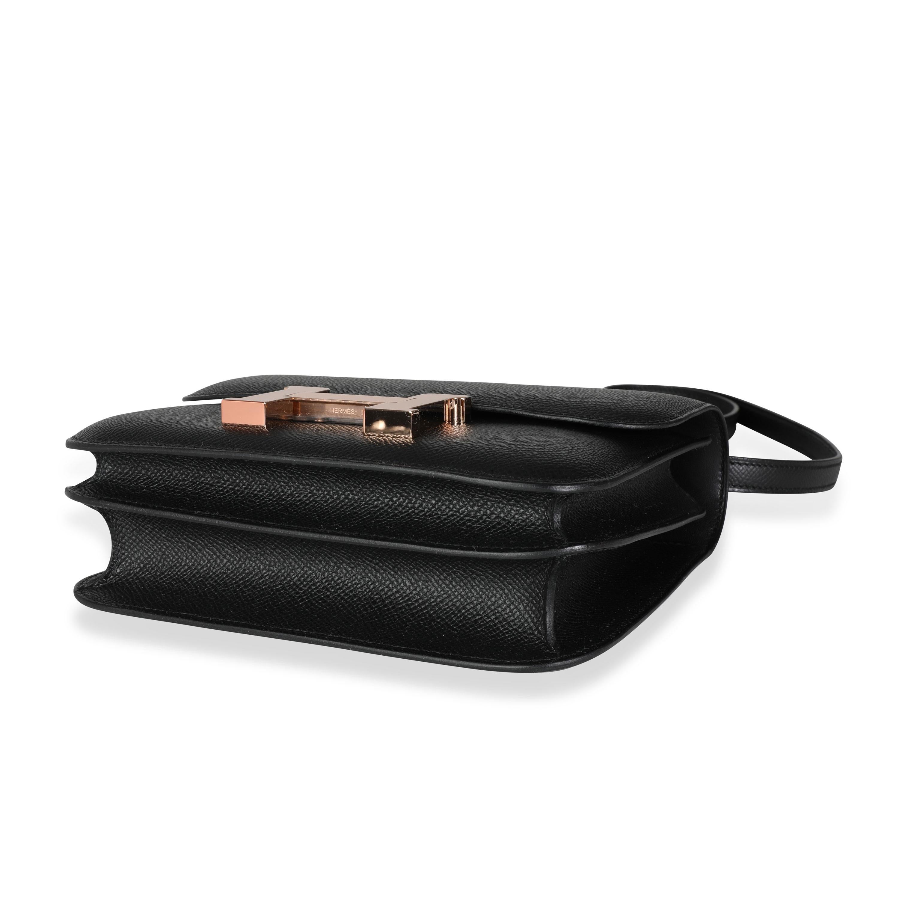 Hermès Black Epsom Constance 18 RGHW In Excellent Condition In New York, NY