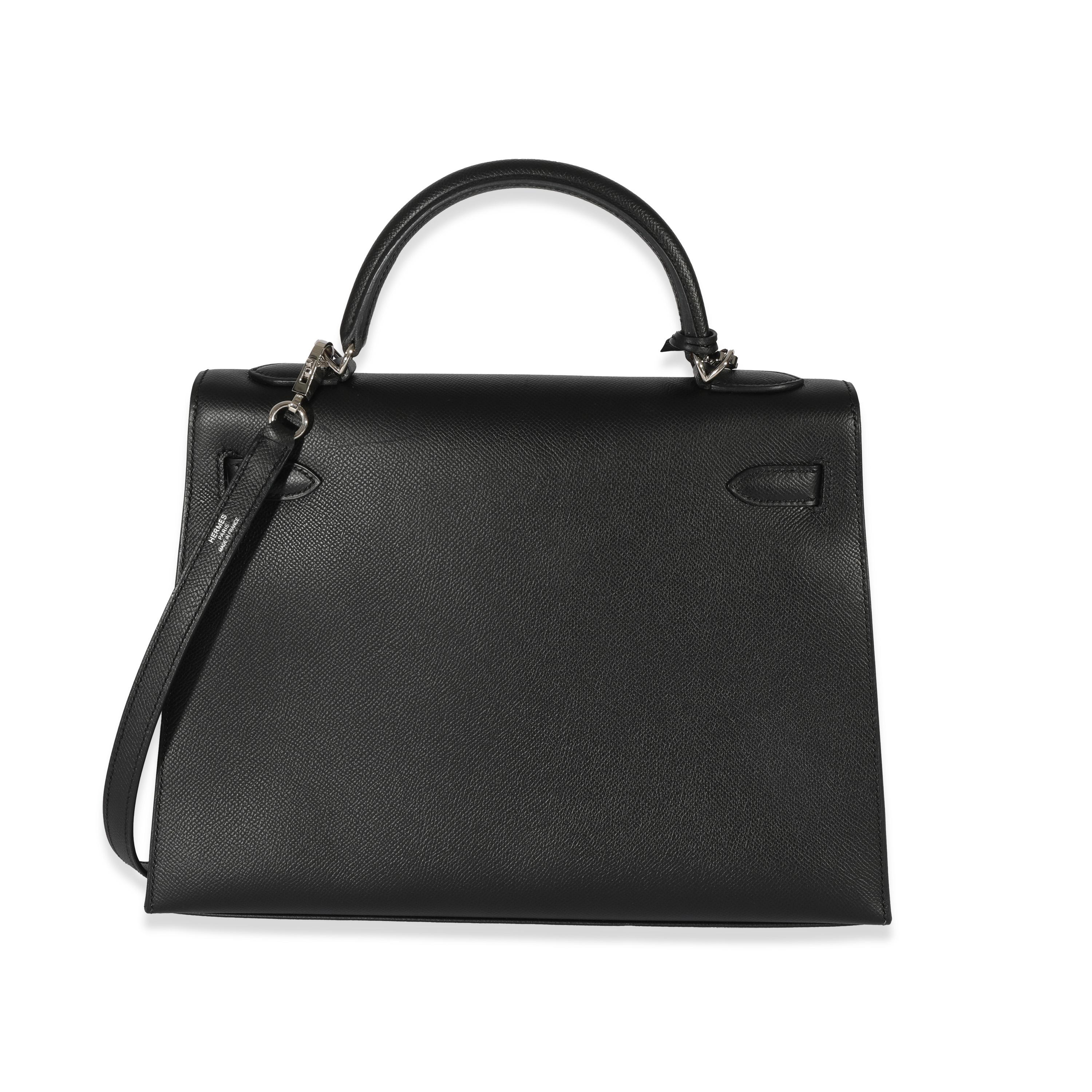 Hermes Black Epsom Kelly 32 PHW In Excellent Condition In New York, NY