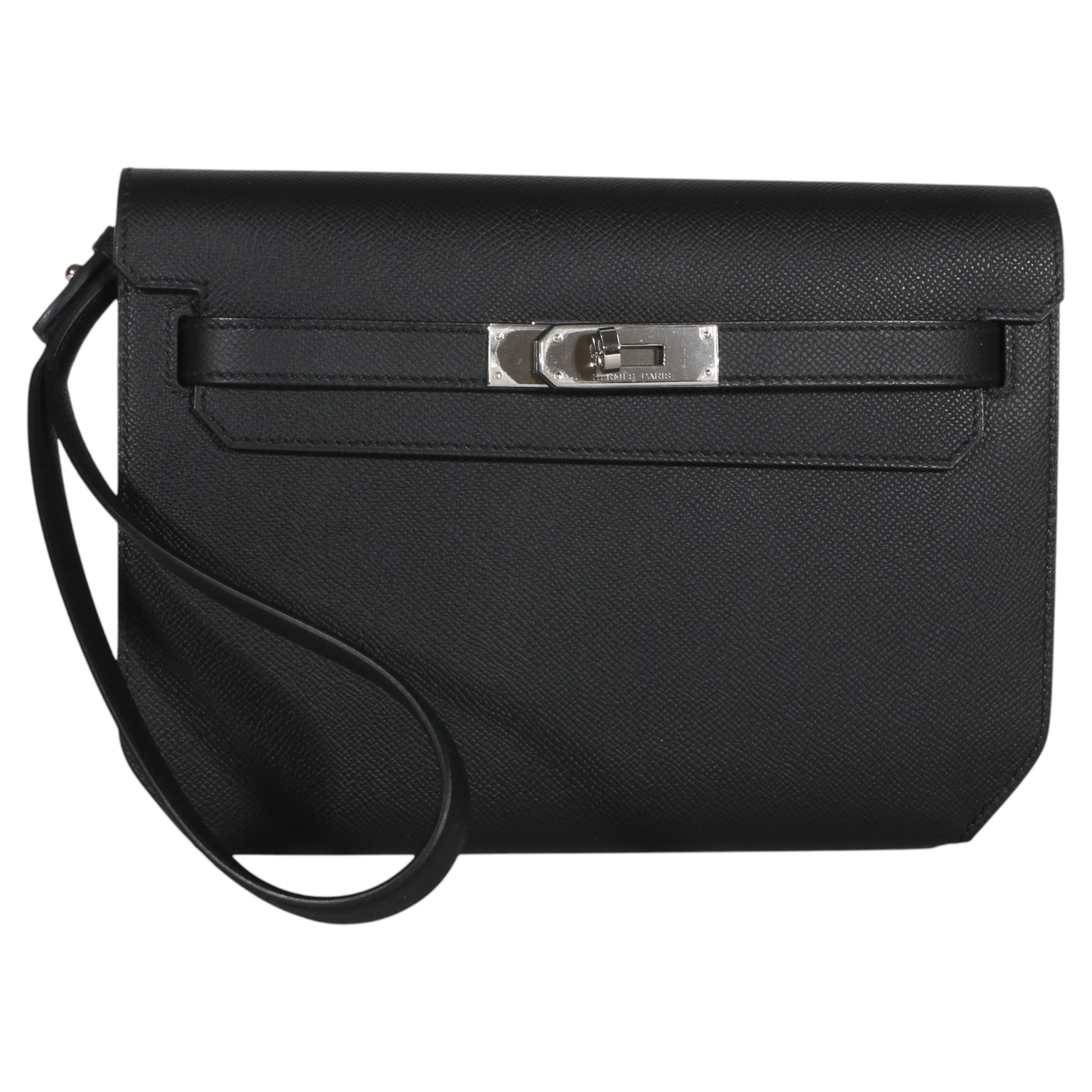 Hermès Black Epsom Kelly Depeches 25 PHW