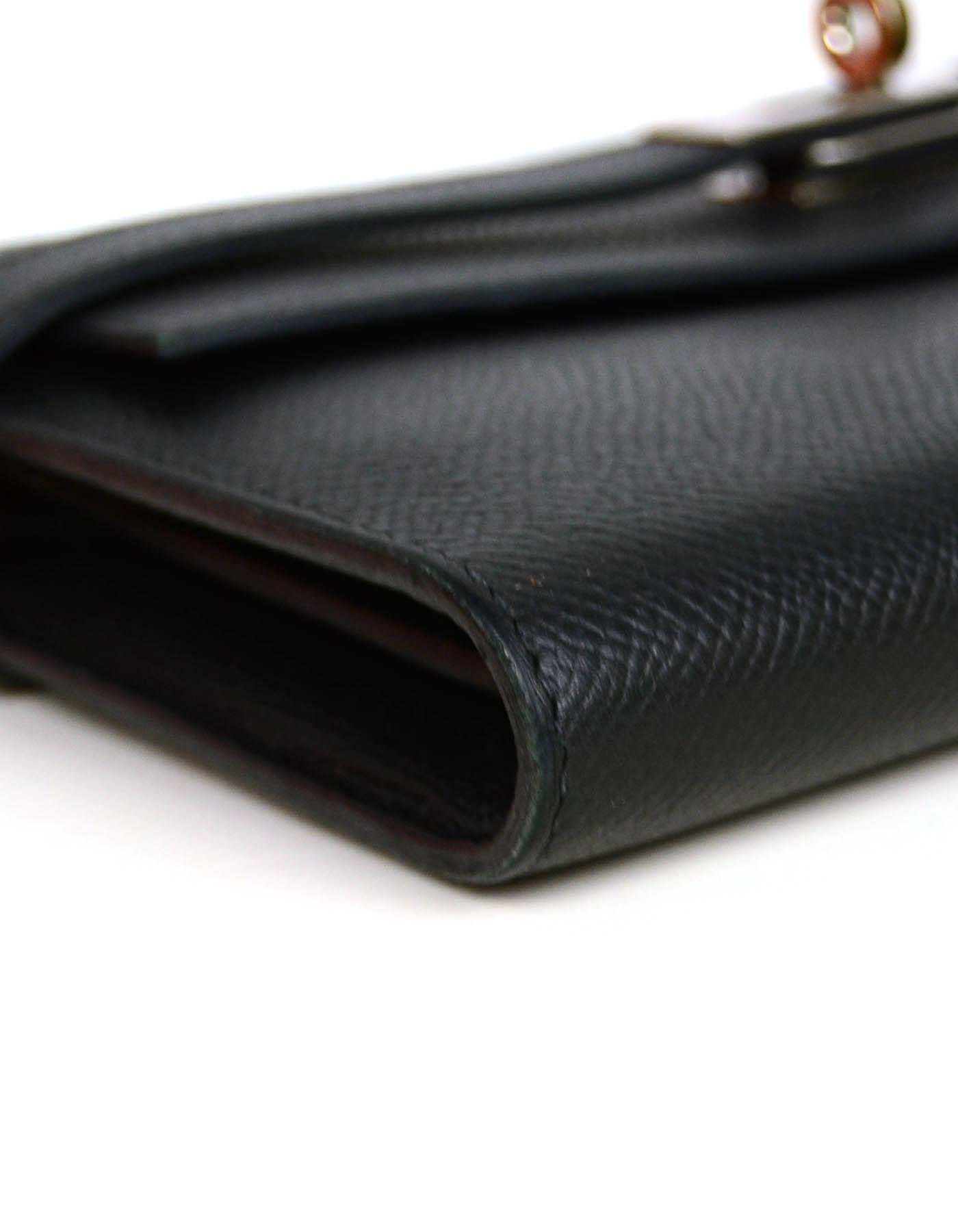 Women's Hermes Black Epsom Kelly Longue Wallet w/ Palladium Hardware rt. $3, 375