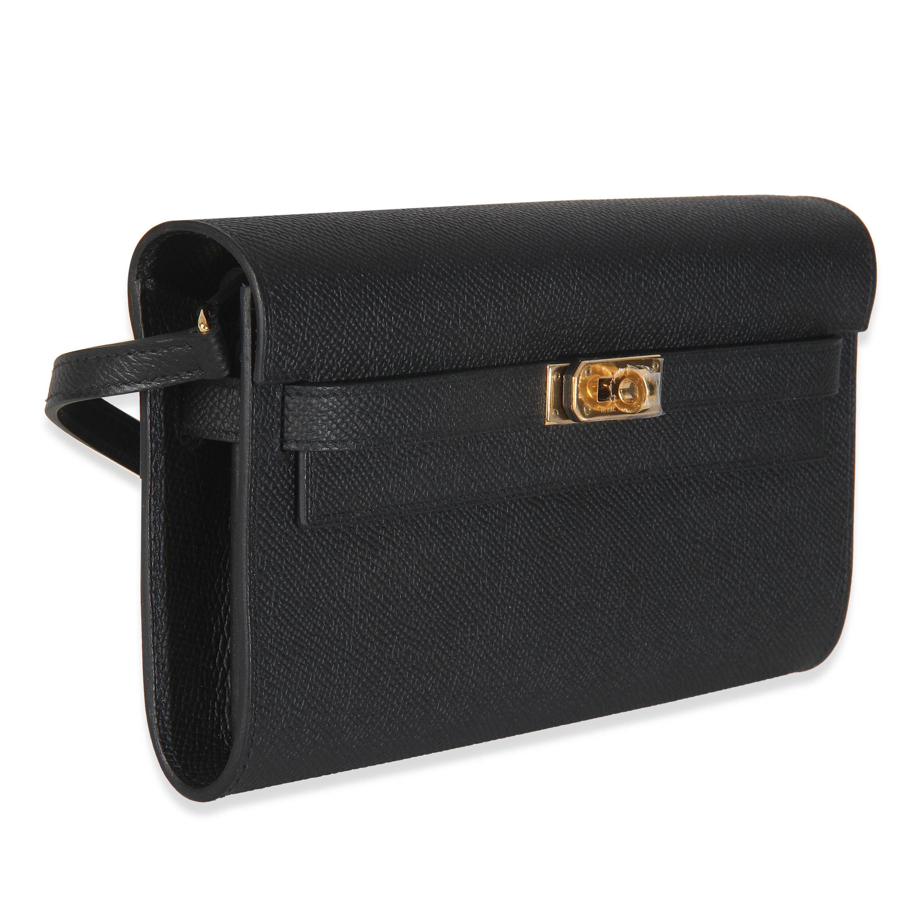 Hermes Black Epsom Kelly To Go In Excellent Condition For Sale In New York, NY