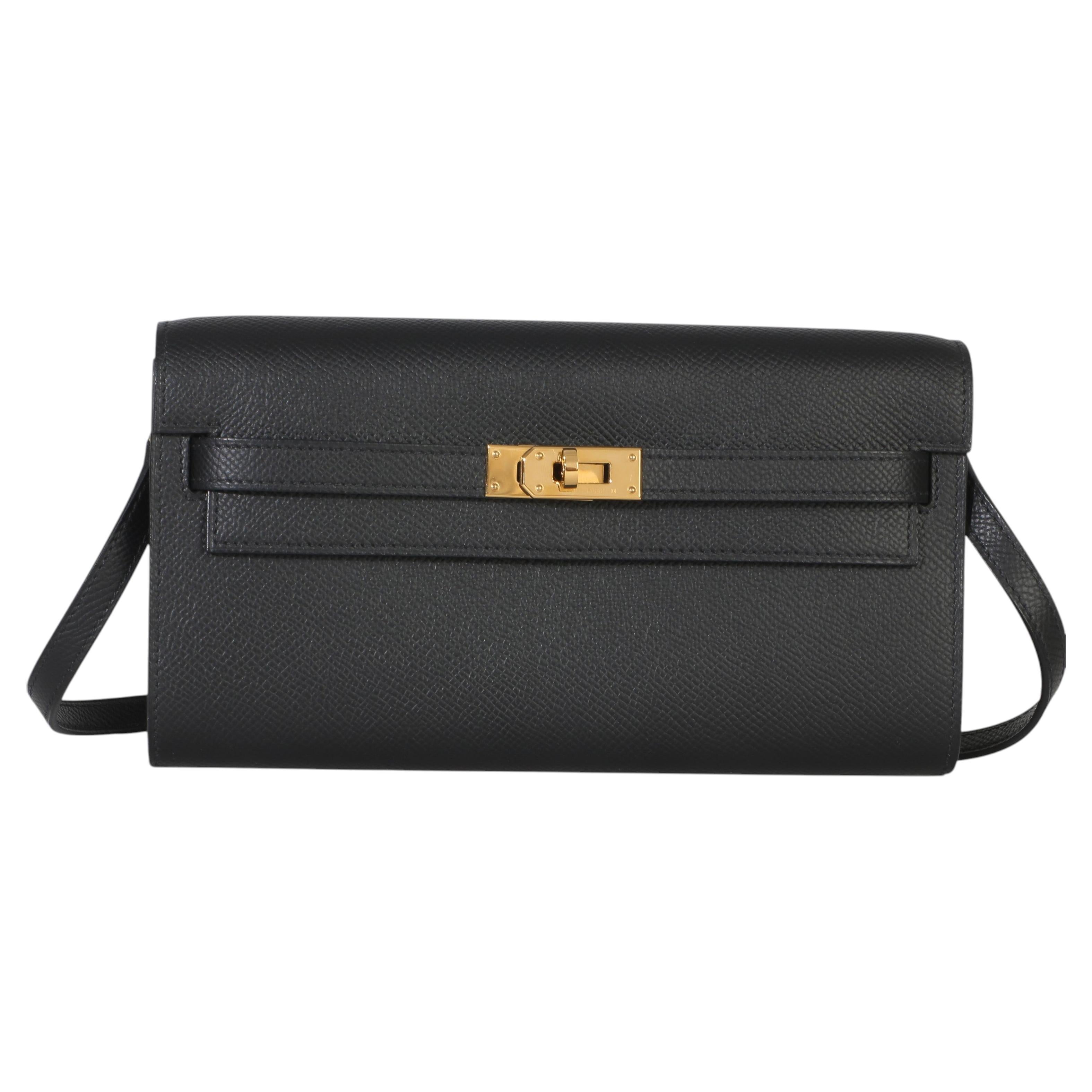 Hermès Portafoglio Epsom Kelly To Go Nero GHW
