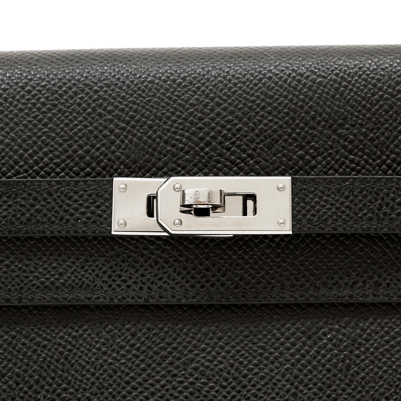 Hermès Black Epsom Kelly Wallet In Excellent Condition In Palm Beach, FL