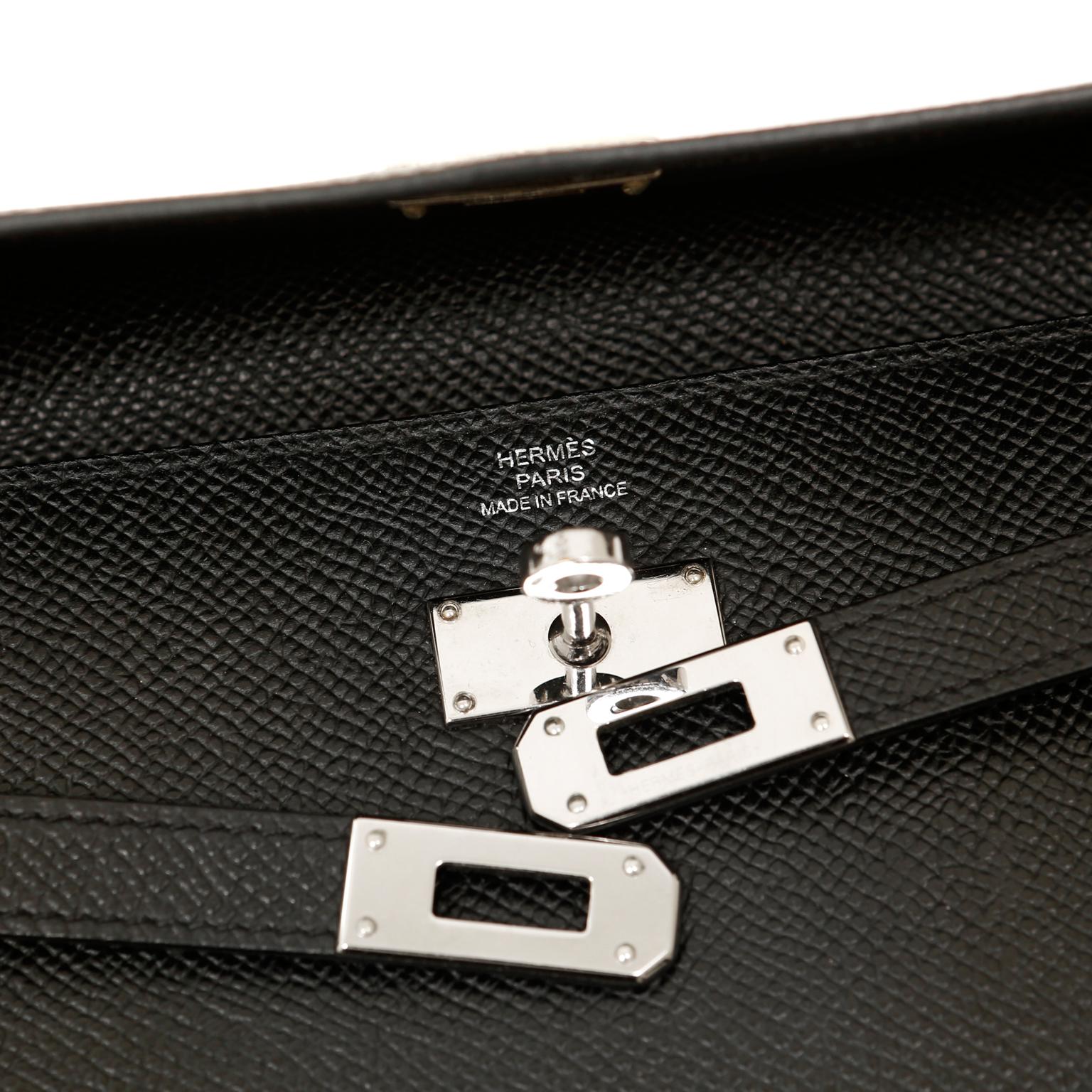 Women's or Men's Hermès Black Epsom Kelly Wallet