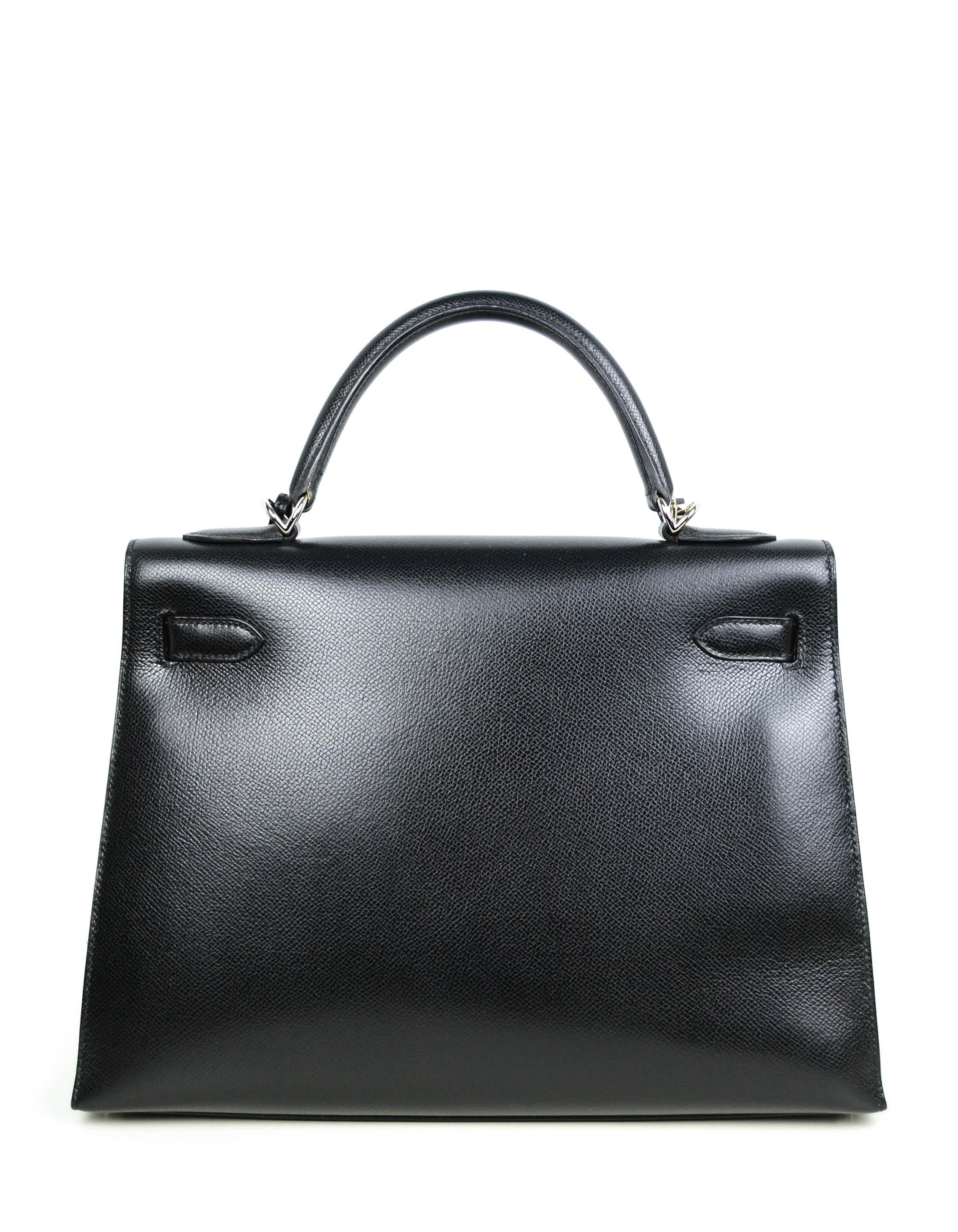 Hermes Schwarz Epsom Leder 32cm Sellier Kelly Tasche mit Palladium Hardware Damen