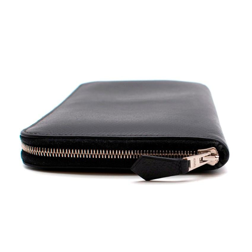 Women's Hermes Black Epsom Leather Azap Classic Wallet PHW For Sale