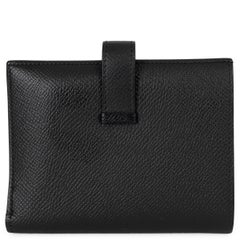 HERMES black Epsom leather BEARN COMPACT Wallet Phw