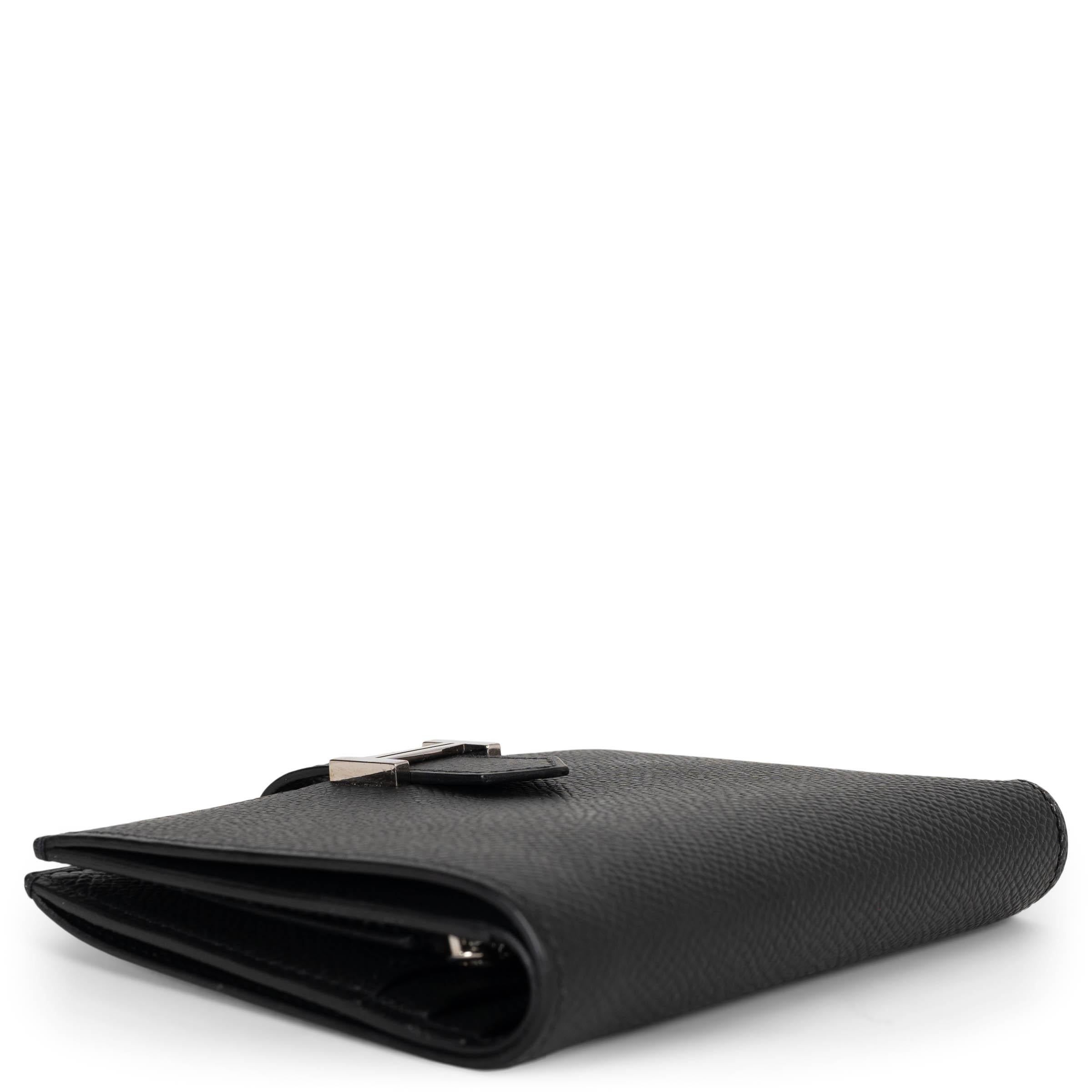 Black HERMES black Epsom leather BEARN COMPACT Wallet Phw For Sale