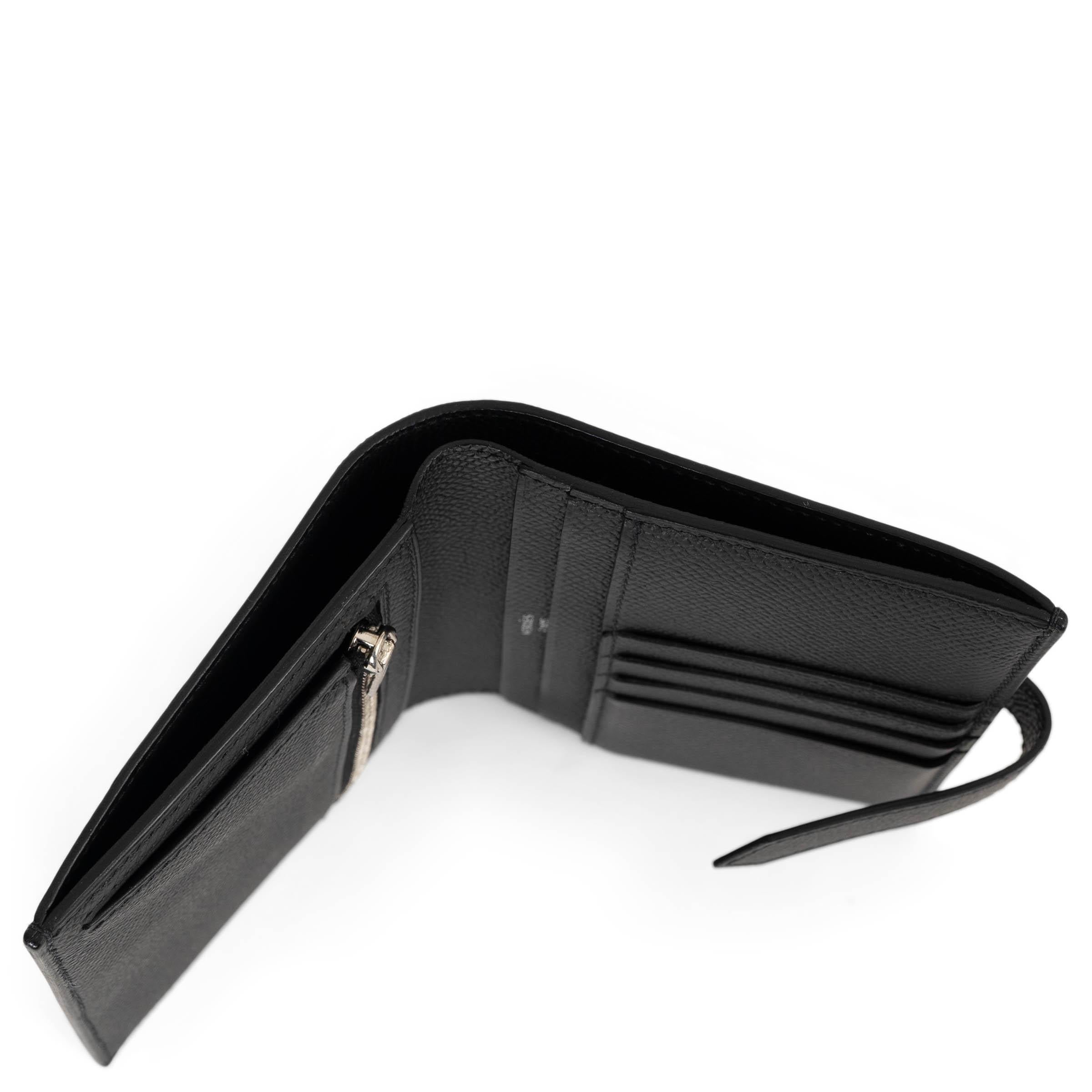 Women's HERMES black Epsom leather BEARN COMPACT Wallet Phw For Sale