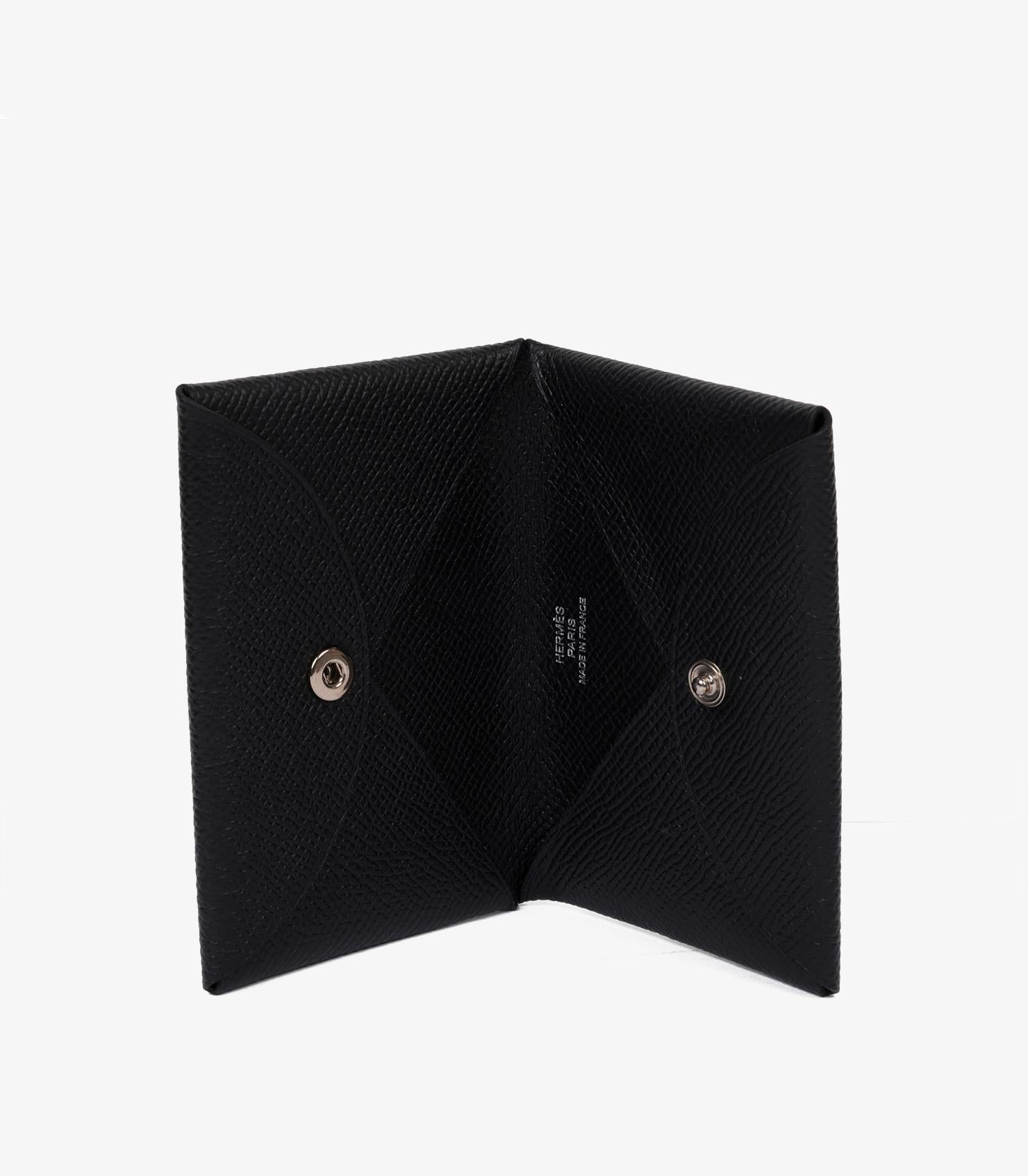 Hermès Black Epsom Leather Calvi Cardholder In Excellent Condition In Bishop's Stortford, Hertfordshire