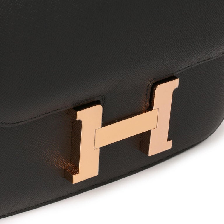 HERMÈS  BLACK CONSTANCE 24CM IN EPSOM LEATHER WITH