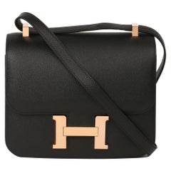 Hermès Black Epsom Leather Constance 24
