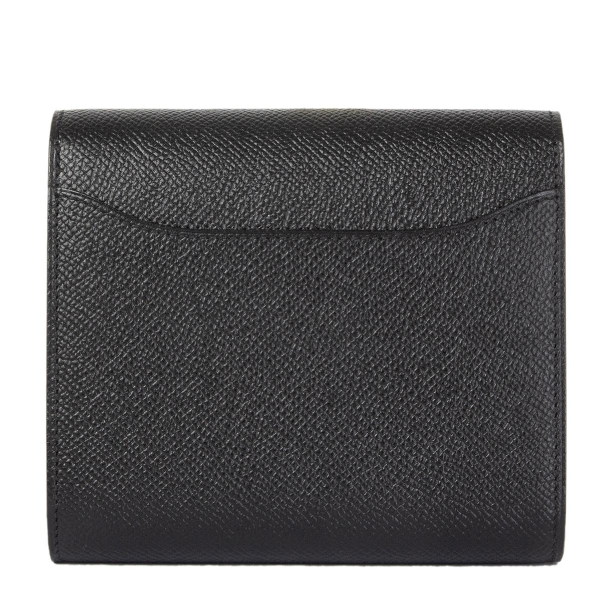 Black HERMES black Epsom leather CONSTANCE COMPACT Wallet