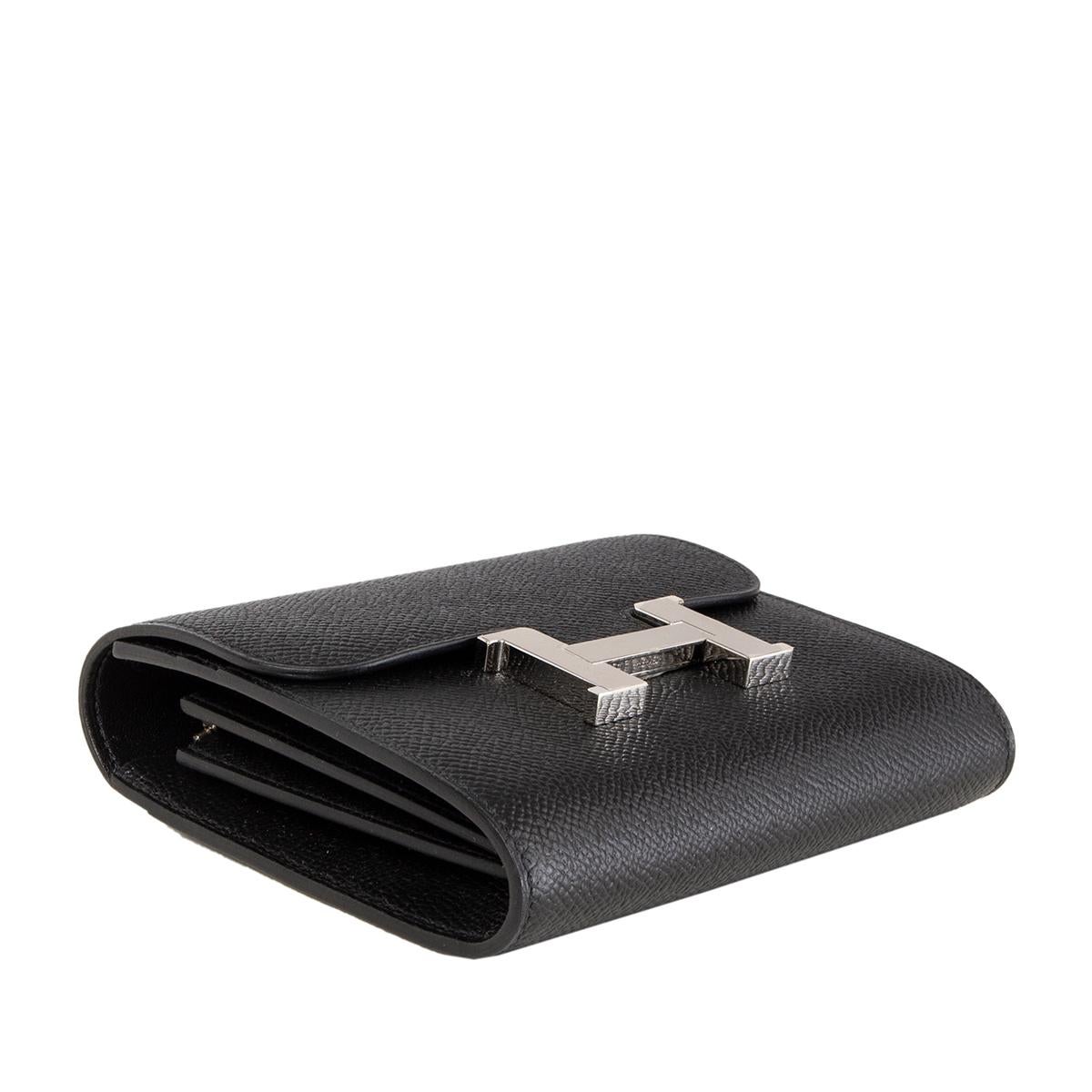 HERMES black Epsom leather CONSTANCE COMPACT Wallet In New Condition In Zürich, CH