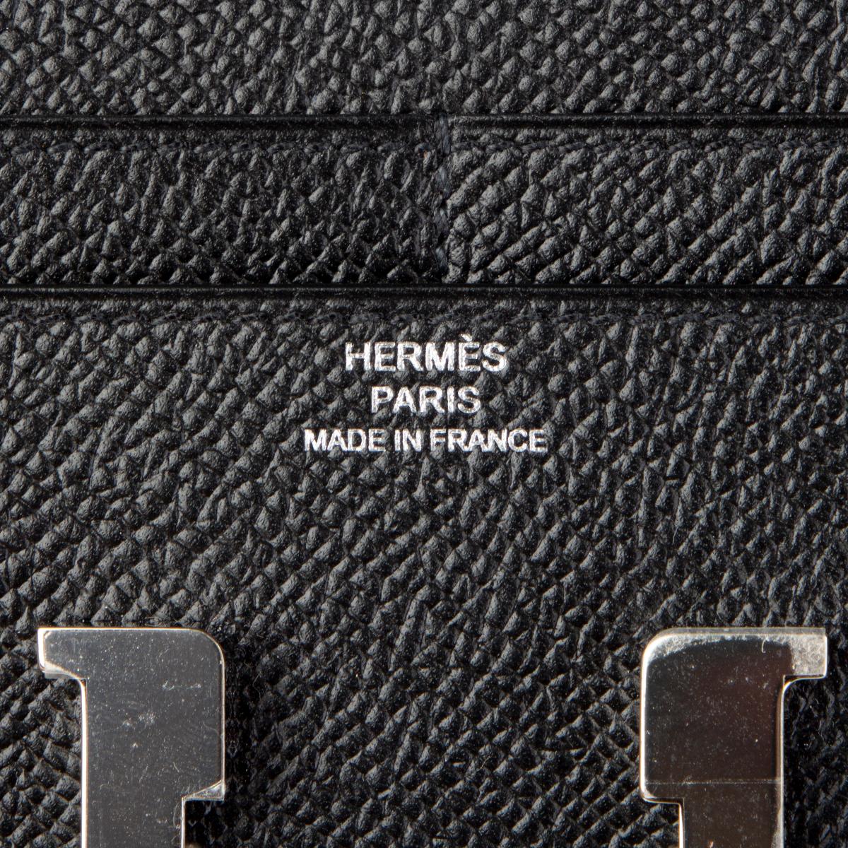 HERMES black Epsom leather CONSTANCE COMPACT Wallet 1