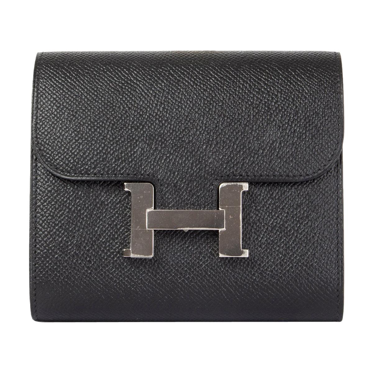 HERMES black Epsom leather CONSTANCE COMPACT Wallet