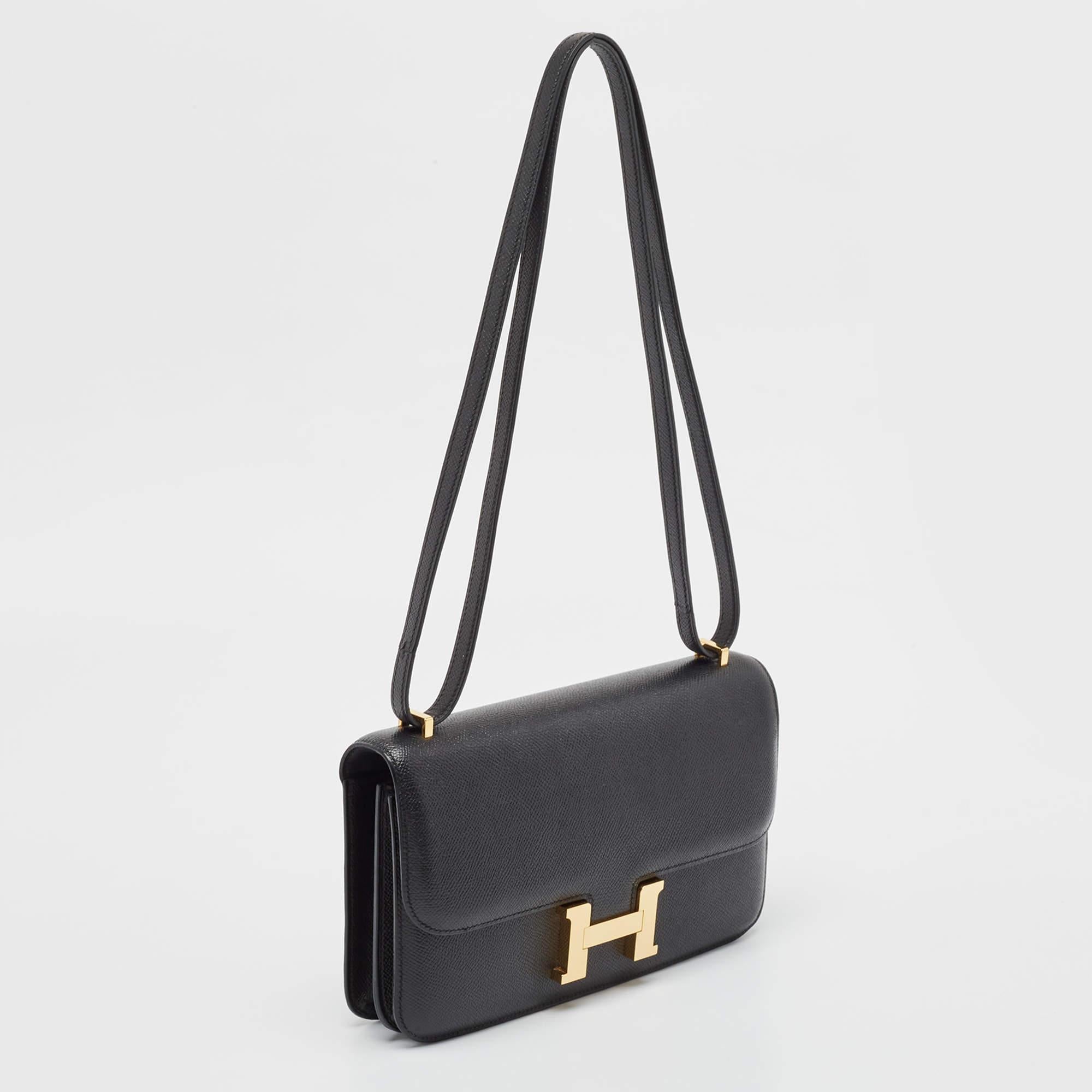 Hermes Black Epsom Leather Constance Elan Bag In Good Condition In Dubai, Al Qouz 2