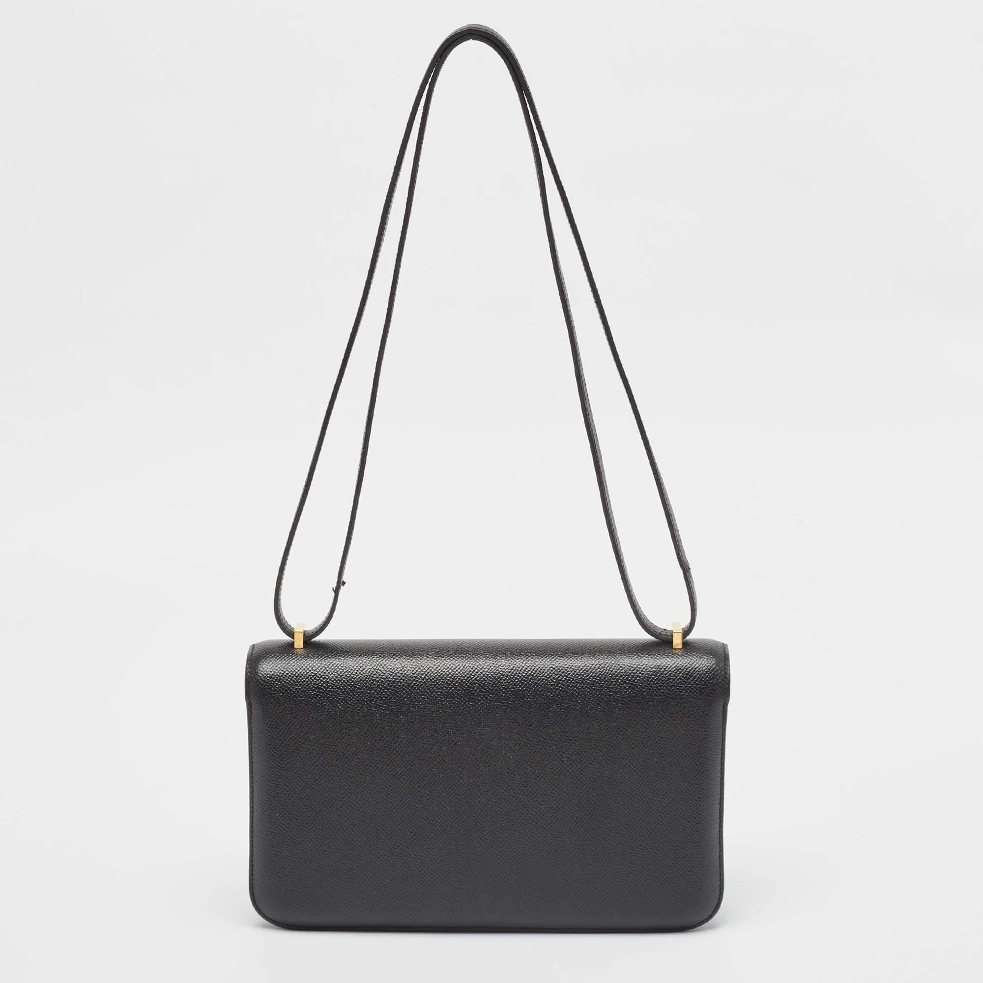 Women's Hermes Black Epsom Leather Constance Elan Bag