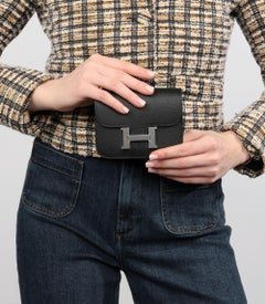 Hermès Black Epsom Leather Constance Slim Wallet