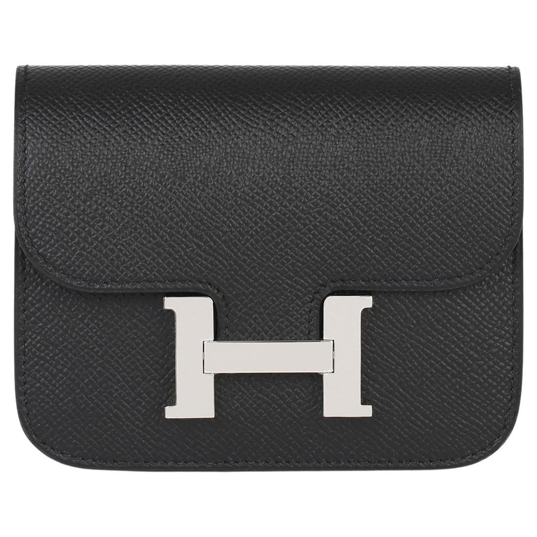 Hermès Black Epsom Leather Constance Slim Wallet