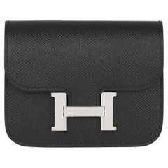 Hermès Black Epsom Leather Constance Slim Wallet