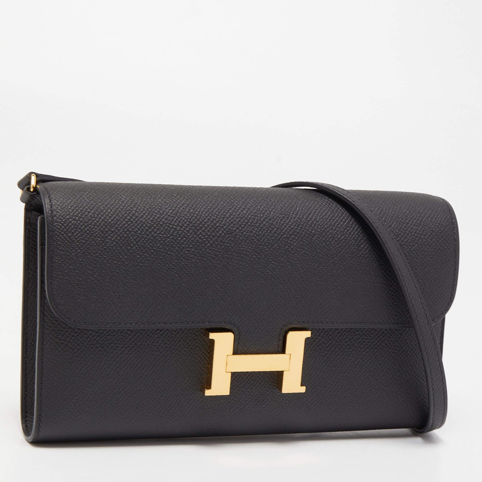 Hermes Black Epsom Leather Constance To Go Cavale Wallet In Excellent Condition In Dubai, Al Qouz 2