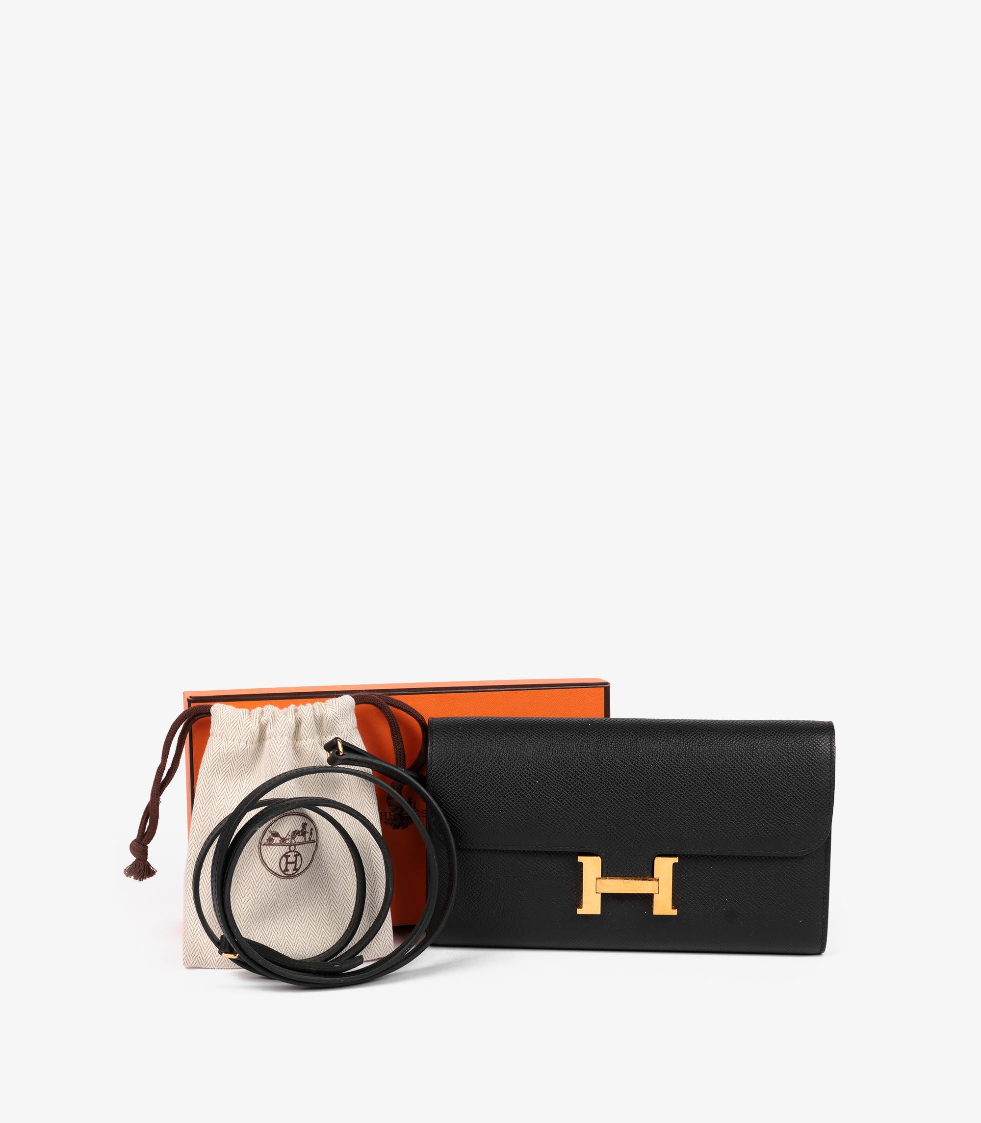 Cartera larga Hermès Constance To Go de piel Epsom negra en venta 6
