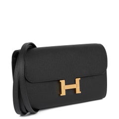HERMÈS Black Epsom Leather Constance To Go Long Wallet