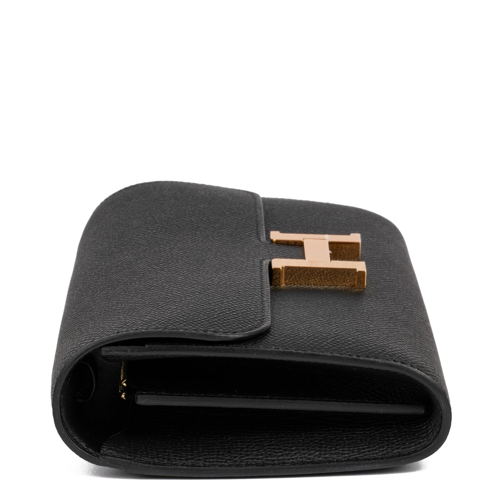 HERMÈS Black Epsom Leather Constance To Go Long Wallet In Excellent Condition In Bishop's Stortford, Hertfordshire