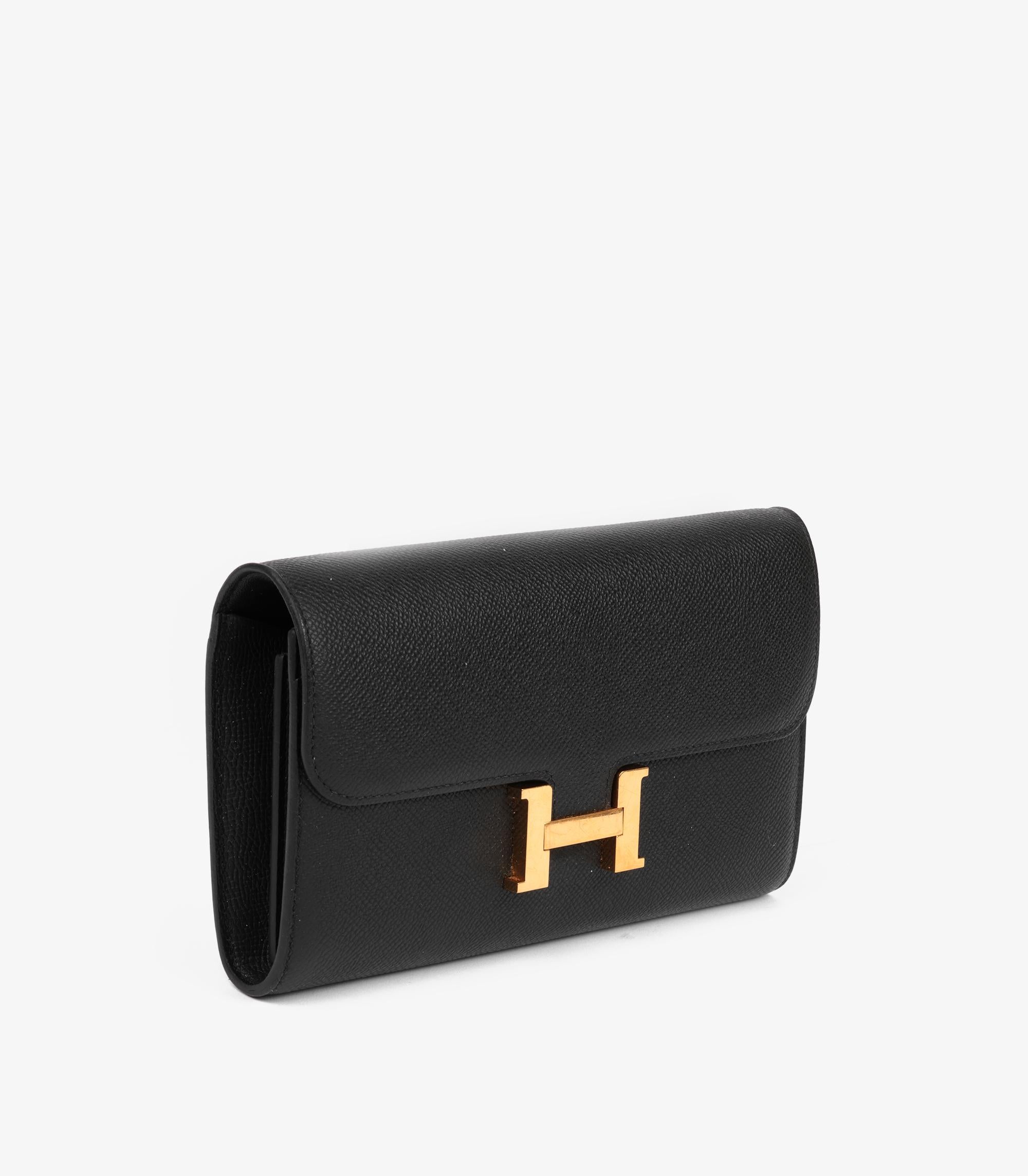 Cartera larga Hermès Constance To Go de piel Epsom negra Negro en venta