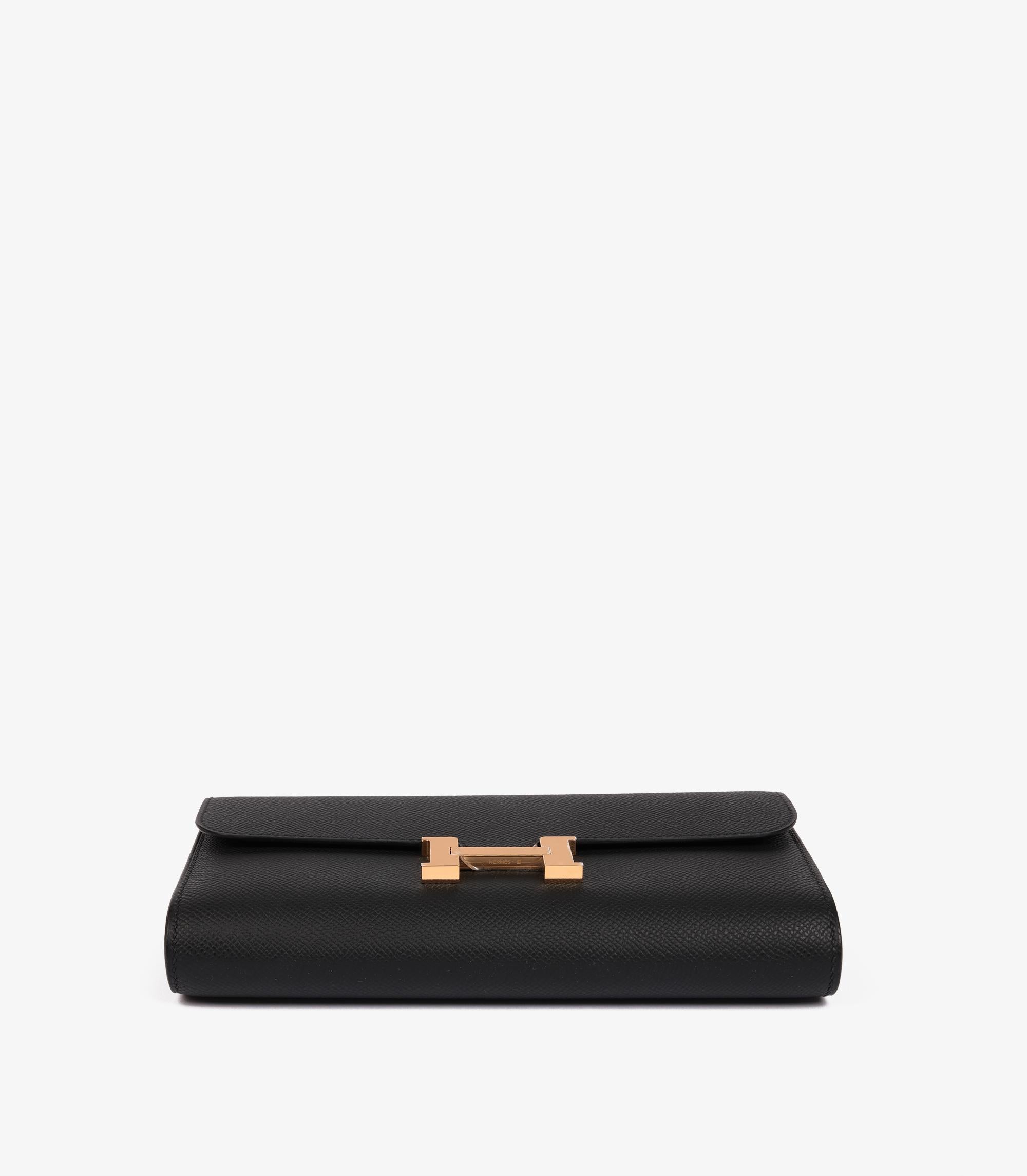 Hermès Black Epsom Leather Constance To Go Long Wallet For Sale 1
