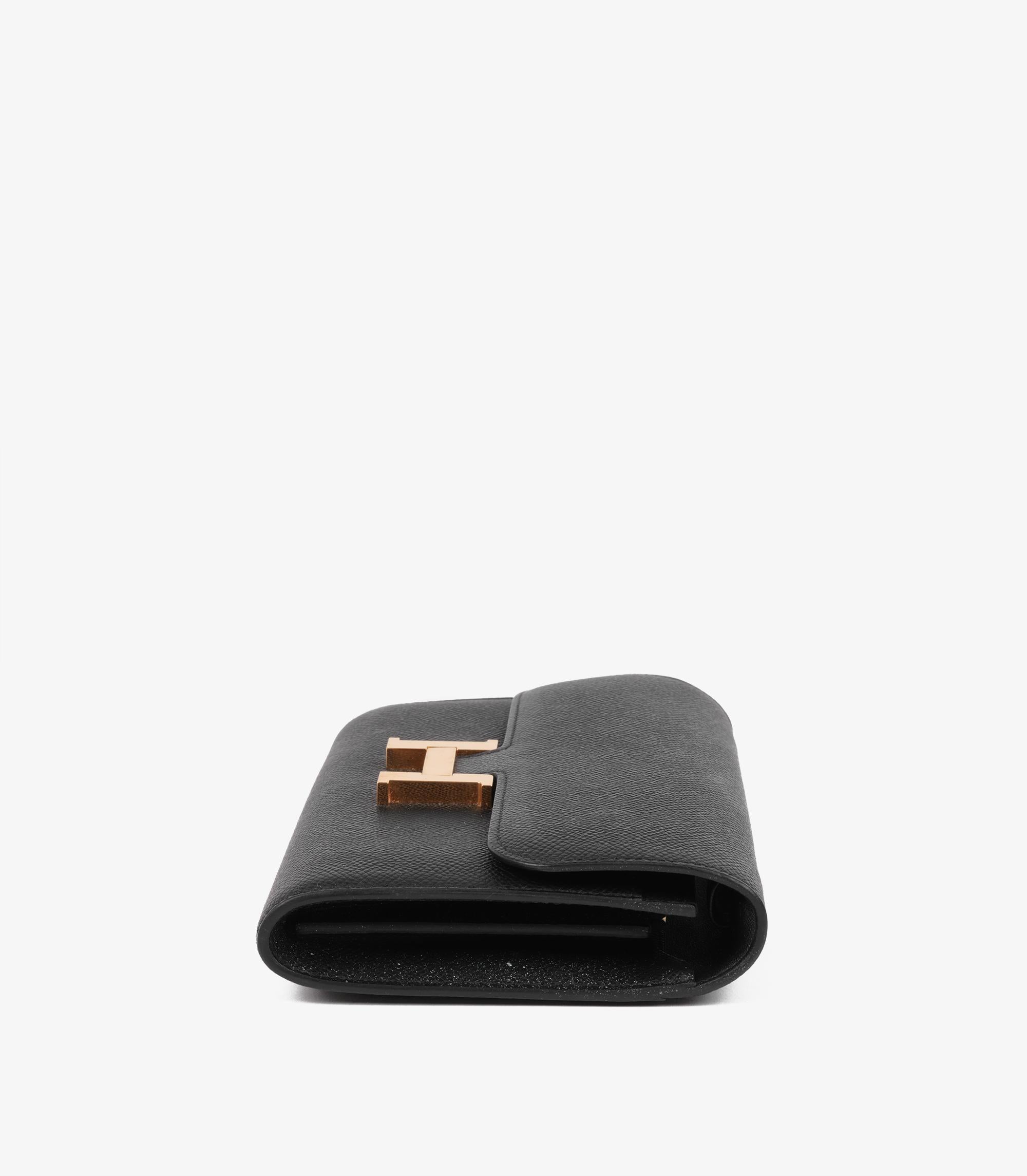 Femenino o masculino Cartera larga Hermès Constance To Go de piel Epsom negra en venta