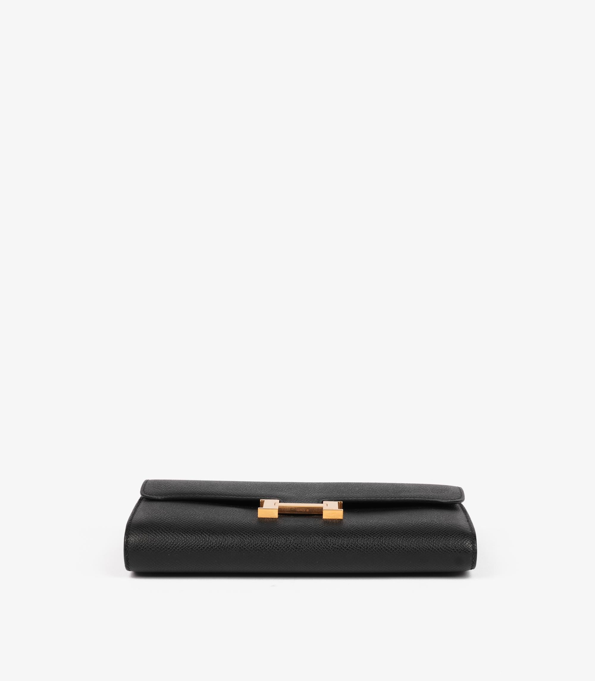 Cartera larga Hermès Constance To Go de piel Epsom negra en venta 1