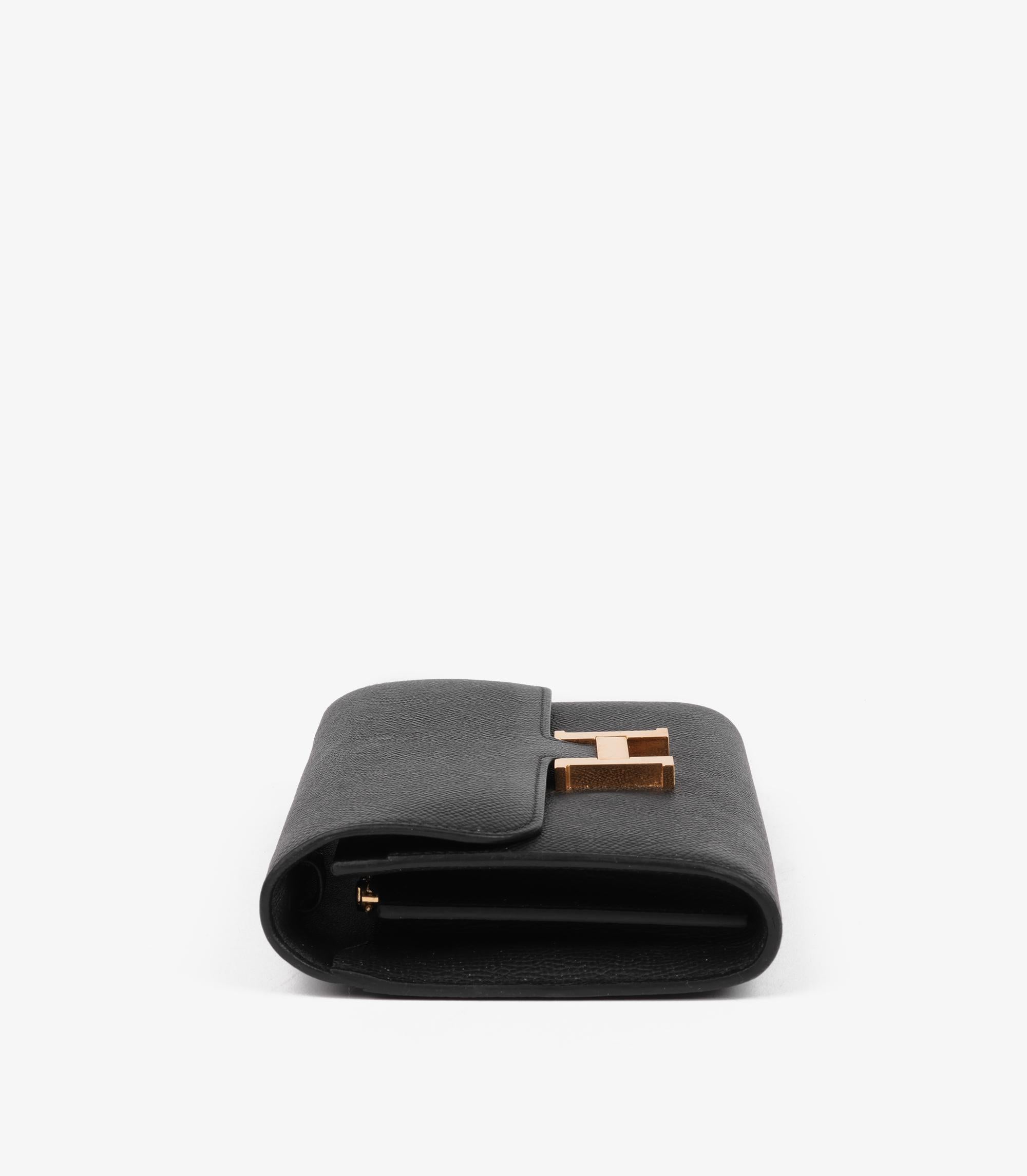 Cartera larga Hermès Constance To Go de piel Epsom negra en venta 2