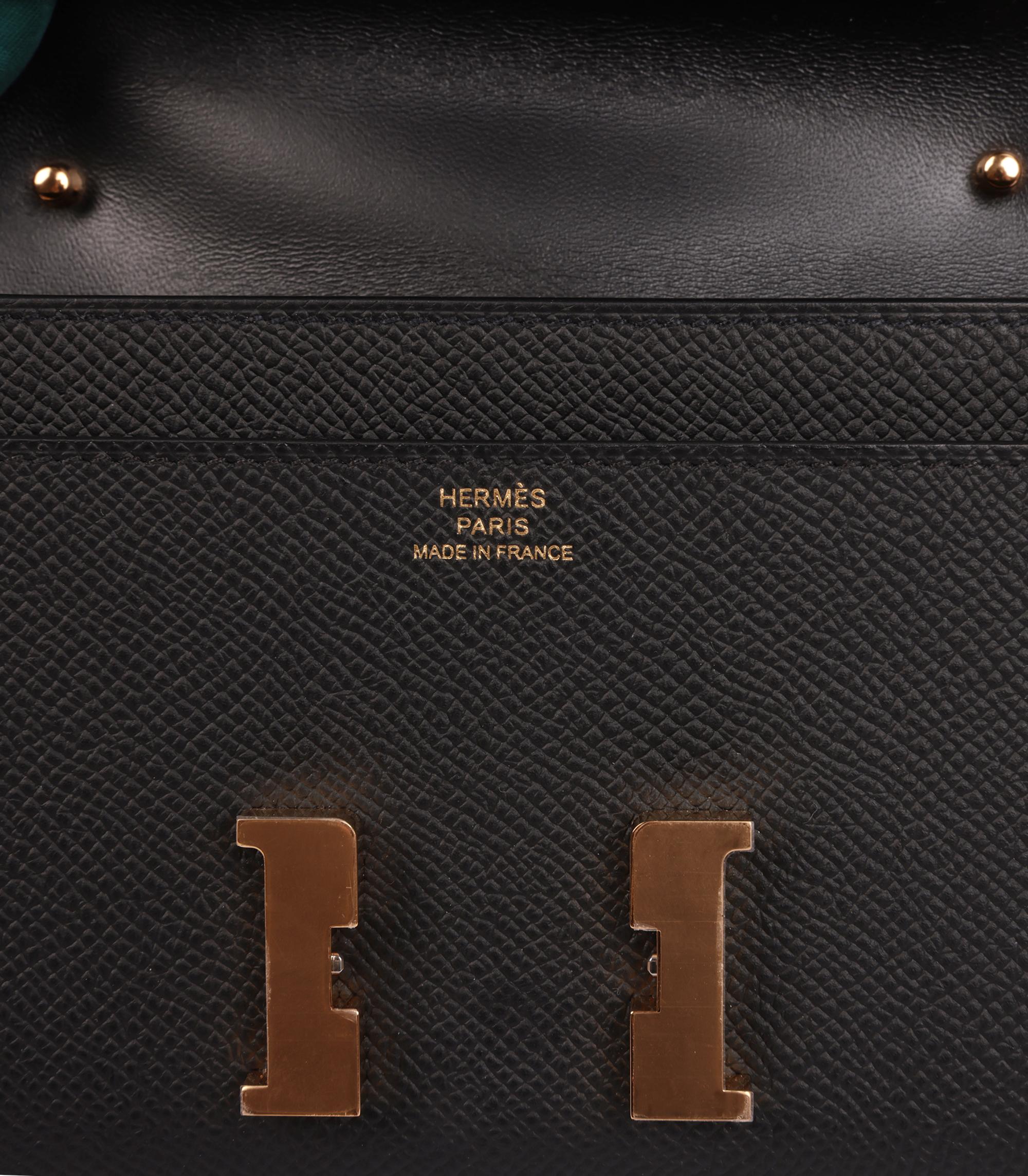 Hermès Black Epsom Leather Constance To Go Long Wallet For Sale 4