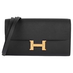 HERMÈS Portafoglio lungo Constance To Go in pelle nera Epsom