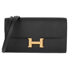 HERMÈS Black Epsom Leather Constance To Go Long Wallet