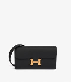 Cartera larga Hermès Constance To Go de piel Epsom negra