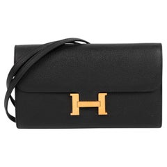 Hermès Black Epsom Leather Constance To Go Long Wallet