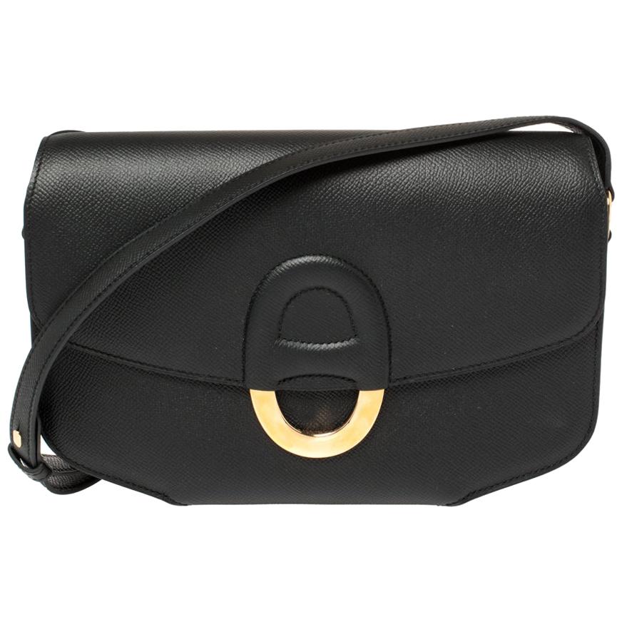 Hermes Black Epsom Leather Gold Hardware Cherche Midi 25 Bag