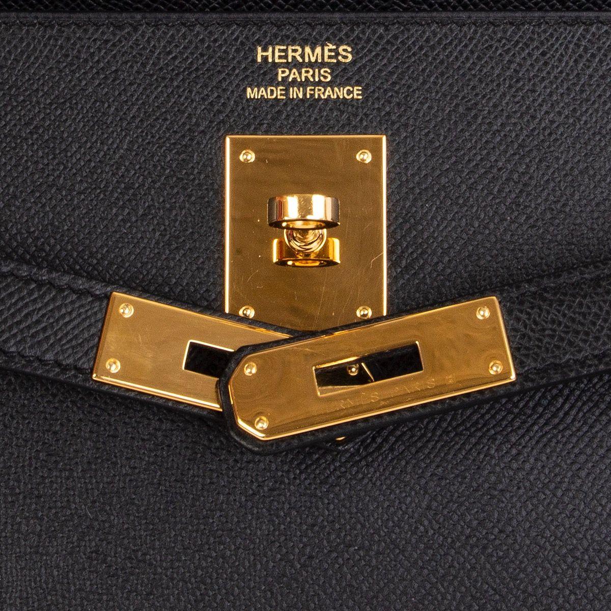 Women's HERMES Black Epsom leather & Gold KELLY II 35 SELLIER Bag