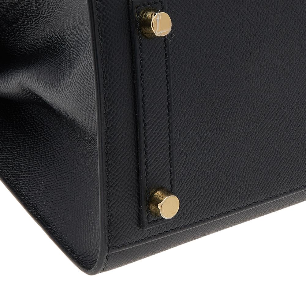 Hermes Black Epsom Leather Gold Plated Birkin Sellier 25 Bag 4