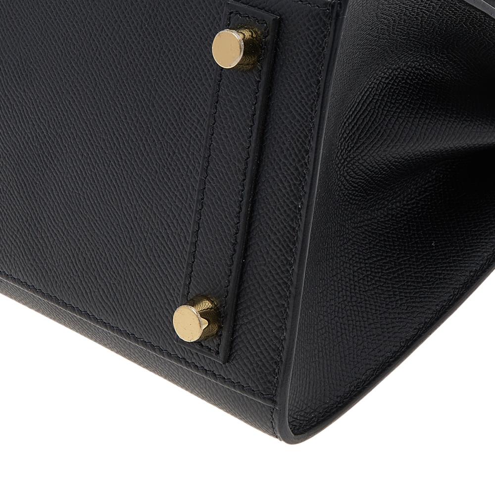 Hermes Black Epsom Leather Gold Plated Birkin Sellier 25 Bag 5