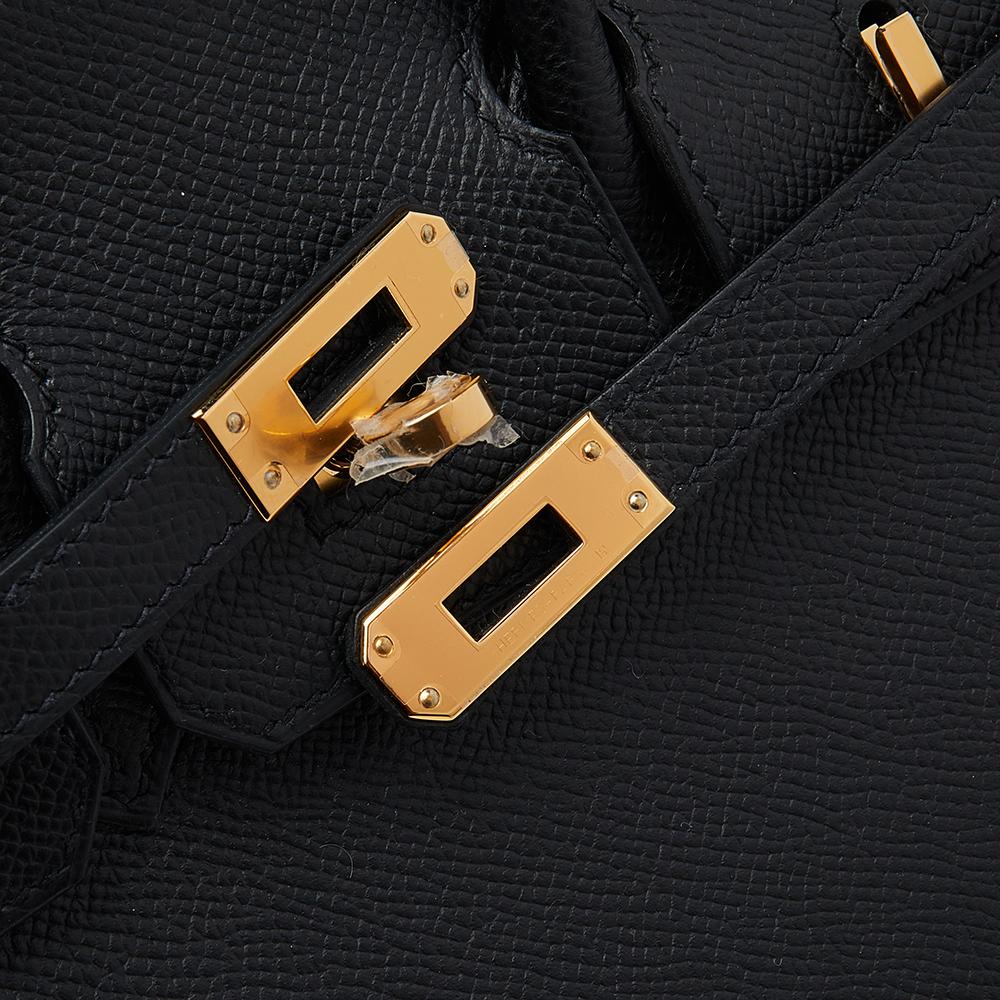 Hermes Black Epsom Leather Gold Plated Birkin Sellier 25 Bag In New Condition In Dubai, Al Qouz 2