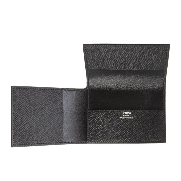 HERMES black Epsom leather GUERNESEY Credit Card Wallet at 1stDibs