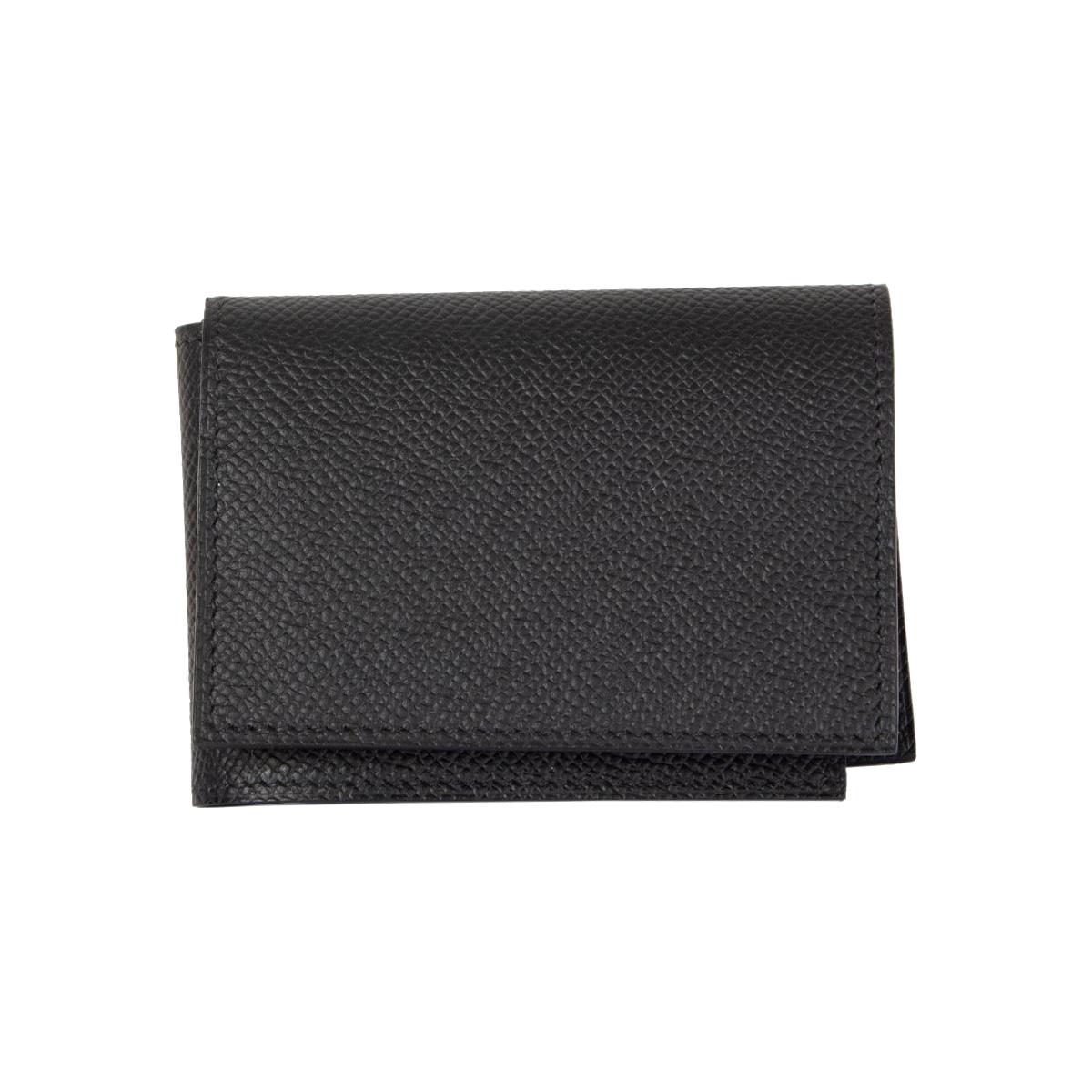 HERMES black Epsom leather GUERNESEY Credit Card Wallet