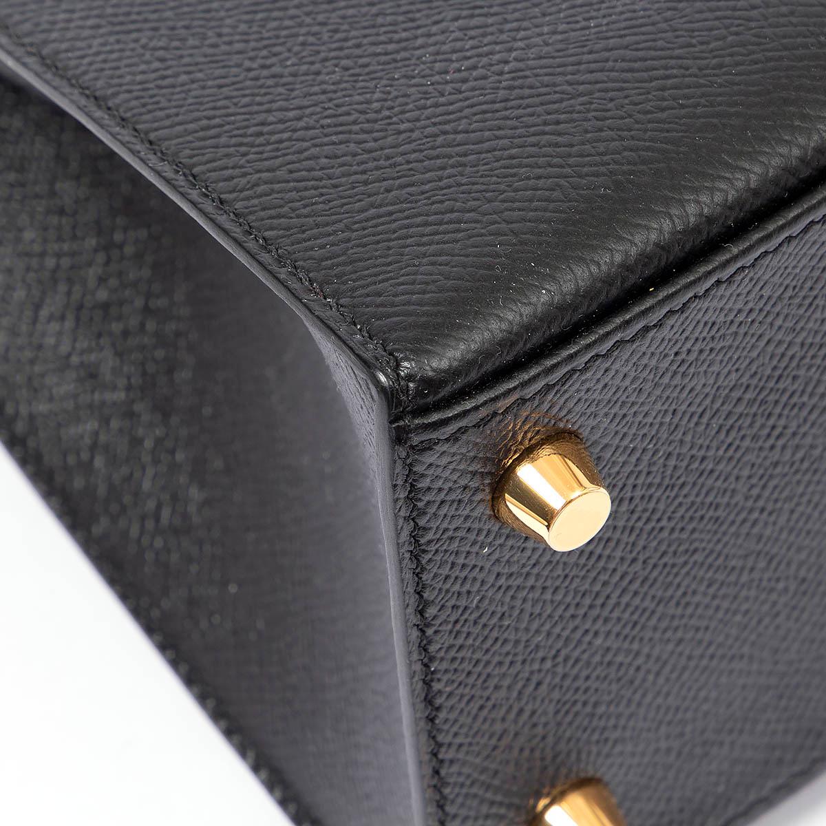 HERMES black Epsom leather KELLY 25 SELLIER Bag w Gold 7